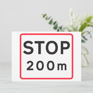200ストップm道路標識交通安全警告確保 招待状