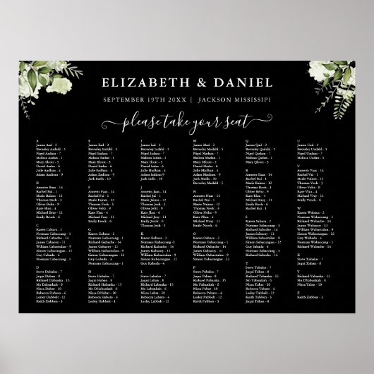 200名のグリーンリー結婚のシーティングチャート記号 ポスター (正面)