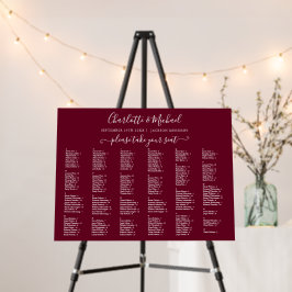 200名様用バーガンディー結婚式席次表サイン