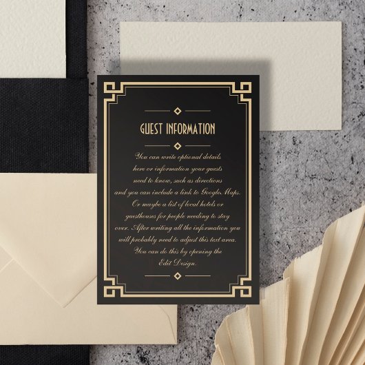 200年代アールデコダーク結婚フレームの挿入カード エンクロージャーカード