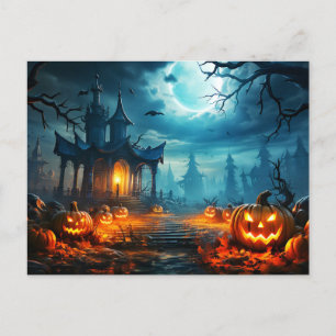 200白熱［赤熱］光を放つ年ハロウィンカボチャ ポストカード
