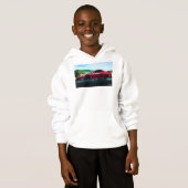 2000のスポーツカーの男の子の白いセーターフード付きスウェットシャツ (正面フル)