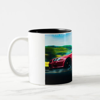 2000のスポーツカー上のブラッククラシックコーヒーマグ ツートーンマグカップ