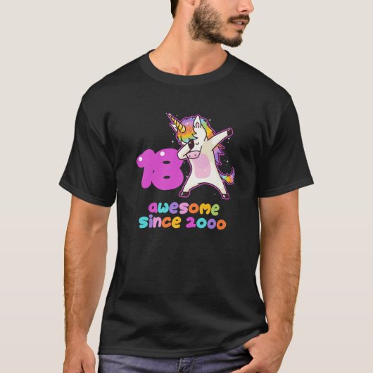 2000年からAwesomeなユニコーン 18歳の誕生日 Tシャツ (正面)