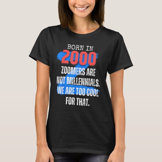 2000年のゾー生まれマー世代Zユーモア皮肉の男性とW Tシャツ (正面)
