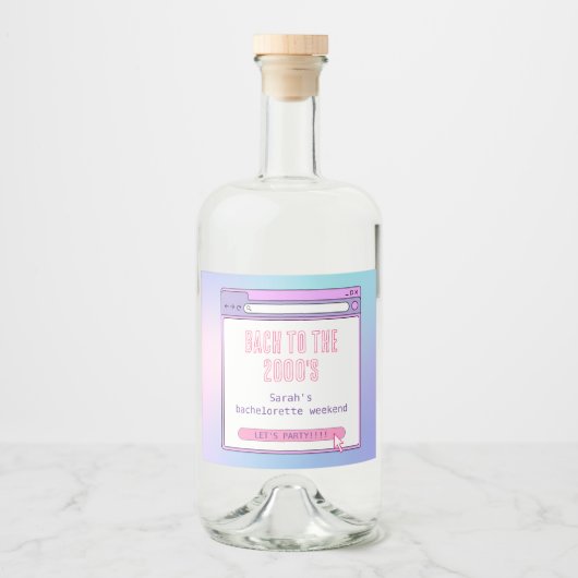 2000年のY2Kバチェロレッテへのバッハパーソナライズされた リキュールボトルラベル (正面)