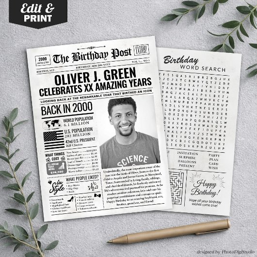 2000年カスタム新聞誕生日カードのトレンド シーズンカード