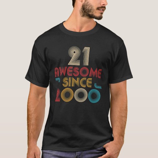 2000年ギフト素晴らし以来21歳の誕生日レトロ Tシャツ (正面)