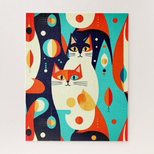2000年モダン半の猫の抽象芸術 ジグソーパズル (縦)