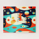 2000年モダン半の猫の抽象芸術 ジグソーパズル (横)