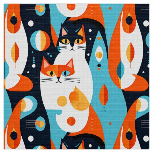2000年モダン半の猫の抽象芸術 ファブリック (見本)