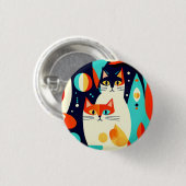 2000年モダン半の猫の抽象芸術 缶バッジ (正面&裏面)