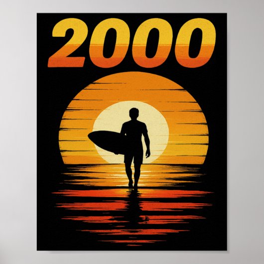 2000年代のレトロサーフィン ヴィンテージサンセット 90年代スタイル ポスター (正面)