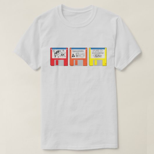 2000年代初頭のレトロメディアフロッピーディスク Tシャツ (デザイン正面)