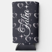 2000年代初頭の白黒ハート古美術 スリム缶クーラー (正面)