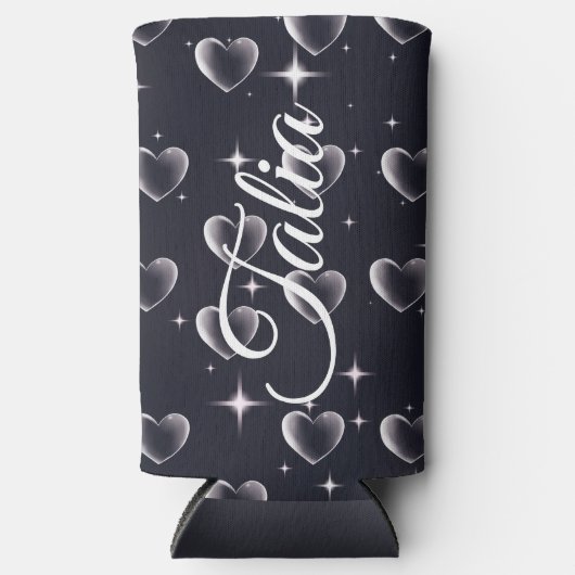 2000年代初頭の白黒ハート古美術 スリム缶クーラー (正面)