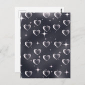 2000年代初頭の白黒ハート古美術 ポストカード (正面/裏面)