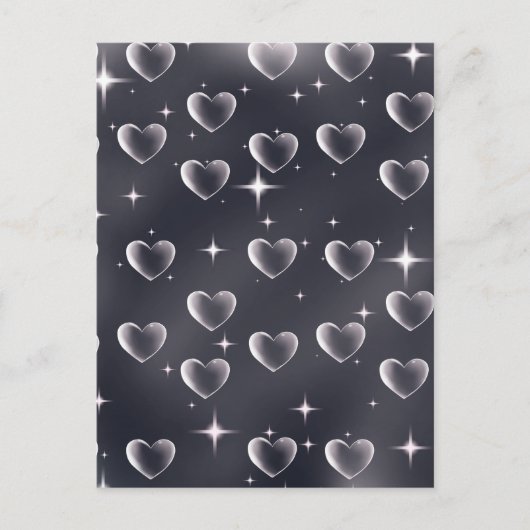 2000年代初頭の白黒ハート古美術 ポストカード (正面)