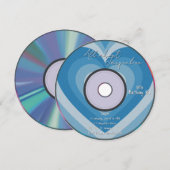 2000年代 ブルーオーラ ハート ミュージックCD 誕生日 招待状 (正面/裏面)