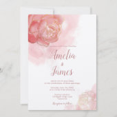2000年芸術的ピンクの水色フローラ 招待状 (正面)
