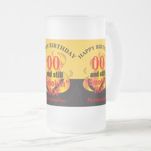 2000歳で今も暑い |第00誕生日 フロストグラスビールジョッキ (正面右)
