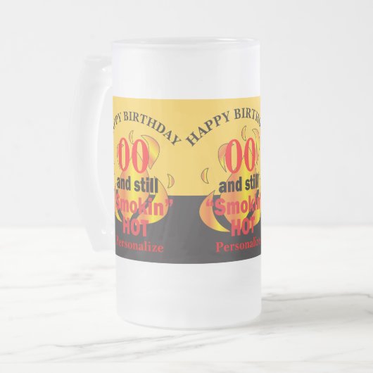 2000歳で今も暑い |第00誕生日 フロストグラスビールジョッキ (正面左)
