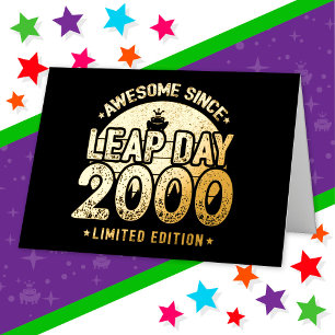 2000素晴らし年閏年日以後2月29誕生日 箔グリーティングカード