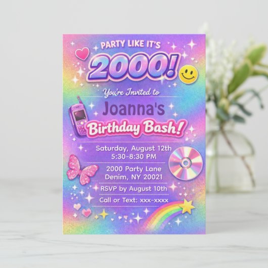 2000's Birthday Party Y2K Invitation 招待状 (スタンド正面)