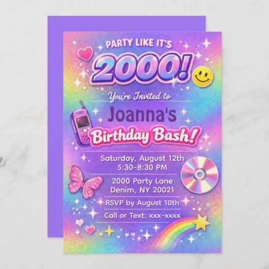 2000's Birthday Party Y2K Invitation 招待状 (正面/裏面)