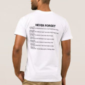 2001年の9月11日タイムラインの記憶 Tシャツ (裏面)
