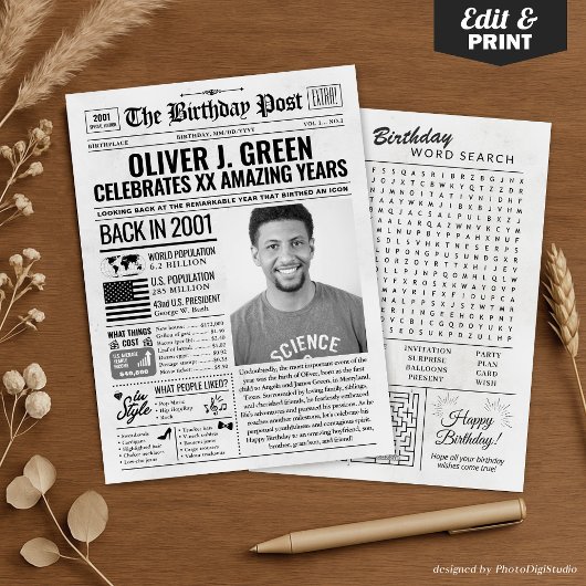 2001年カスタム新聞紙誕生日カード、トレンド シーズンカード