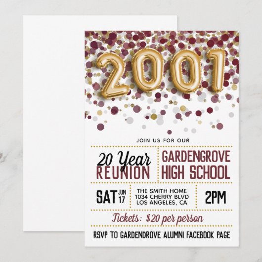 2001年度高校大学同窓会 招待状 (正面/裏面)