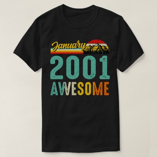 2001年1月誕生日ギフトシャツヴィンテージ1月2日 Tシャツ (デザイン正面)