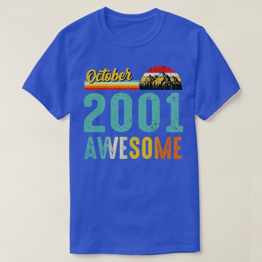 2001年10月誕生日ギフトシャツヴィンテージ10月2日 Tシャツ (デザイン正面)