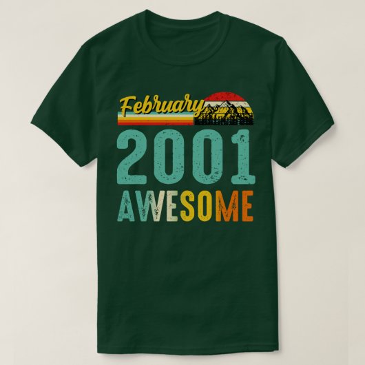 2001年2月誕生日ギフトシャツヴィンテージ2月 Tシャツ (デザイン正面)