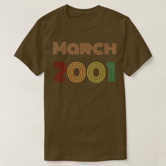 2001年3月誕生日ヴィンテージデザイン Tシャツ (デザイン正面)