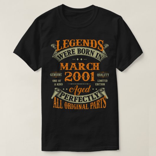 2001年3月21日の誕生日生まれ贈り物の伝説 Tシャツ (デザイン正面)
