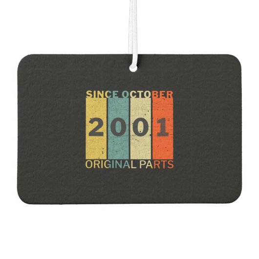 2001生まれ年10月の誕生日おもしろいレトロ引用文 カーエアーフレッシュナー (正面)