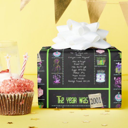 2001誕生日年トリビア ラッピングペーパー (誕生日パーティー)