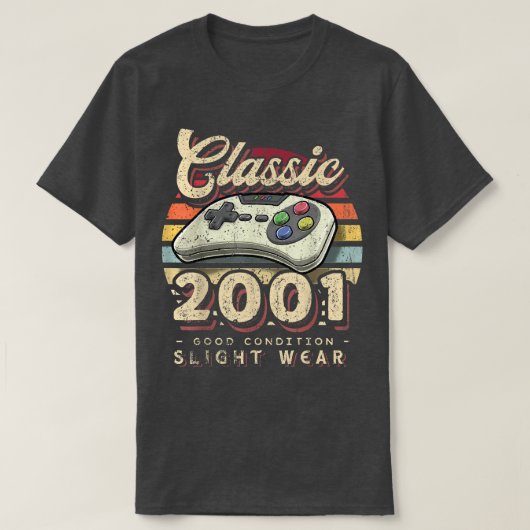 2001 クラシック 21st誕生日レトロビデオゲームコントロール tシャツ (デザイン正面)