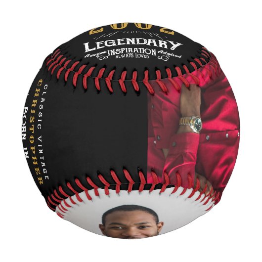 2002年の誕生日モノグラム名写真伝説 野球ボール (正面)