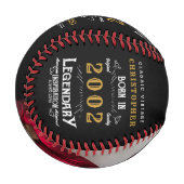 2002年の誕生日モノグラム名写真伝説 野球ボール (正面左)