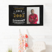 2002年の21歳の誕生日に伝説のブラックと金ゴールドバナー 横断幕 (インサイチュ)