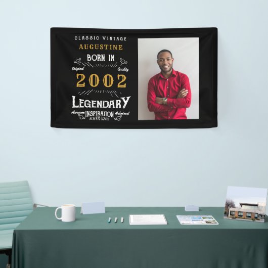 2002年の21歳の誕生日に伝説のブラックと金ゴールドバナー 横断幕 (トレードショー)