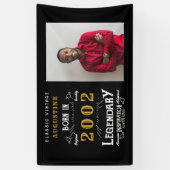 2002年の21歳の誕生日に伝説のブラックと金ゴールドバナー 横断幕 (縦)