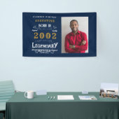 2002年の21歳生まれ生誕生日伝説青金ゴールド写真 横断幕 (トレードショー)