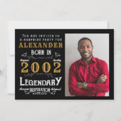 2002年の21生まれ歳の金ゴールドレトロ写真 招待状 (正面)