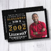 2002年の21生まれ歳の金ゴールドレトロ写真 招待状