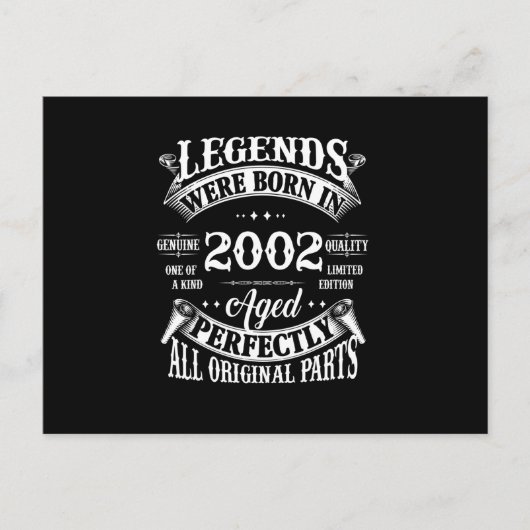 2002年生まれの伝説のヴィンテージTシャツ誕生日 ポストカード (正面)