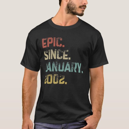 2002年1月生まれ21歳の最高にかっこいい誕生日おめでとうグッズ Tシャツ (正面)
